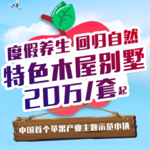 煙臺特色蘋果小鎮(zhèn)木屋別墅  20萬/套起
