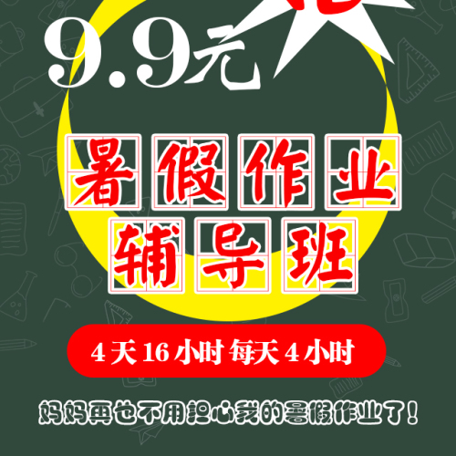 9.9元抢暑假作业辅导班4天16小时