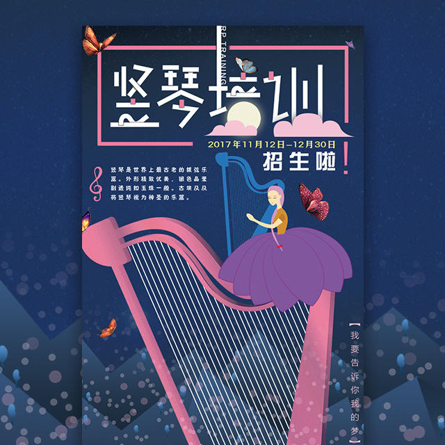 竖琴学校寒暑假培训招生